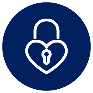 safety icon of a heart lock