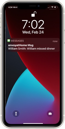 envoyatHome screenshot missed dinner notification